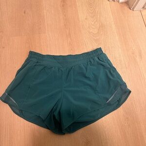 Teal lululemon hotty hot shorts